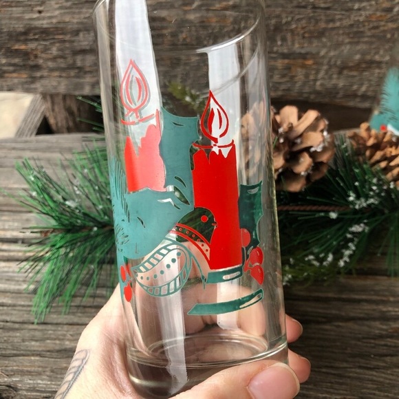 Set of two MCM Christmas drinking glasses mid century modern tumbler water glass - Picture 8 of 11